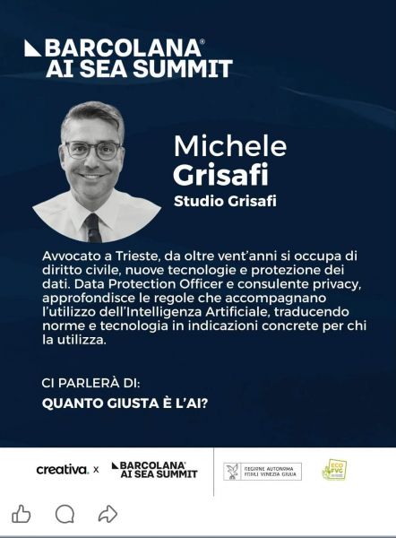 L'avv. Michele Grisafi guest speecher al Barcolana AI Sea Summit