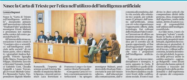 Intelligenza artificiale: presentata la Carta di Trieste. L'avv. Michele Grisafi nel Comitato.