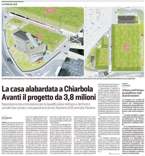 Tonucci & Partners advisor della Triestina Calcio 1918 per il Centro Sportivo “G. Ferrini”, un progetto da 3,8 milioni.